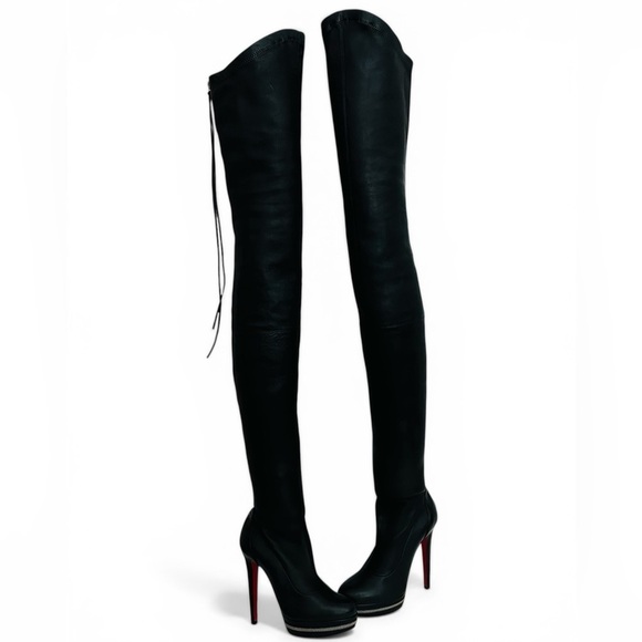 Christian Louboutin Shoes - Christian Louboutin Unique 140 OTK Black Leather Boots EU 37 Nappa Leather